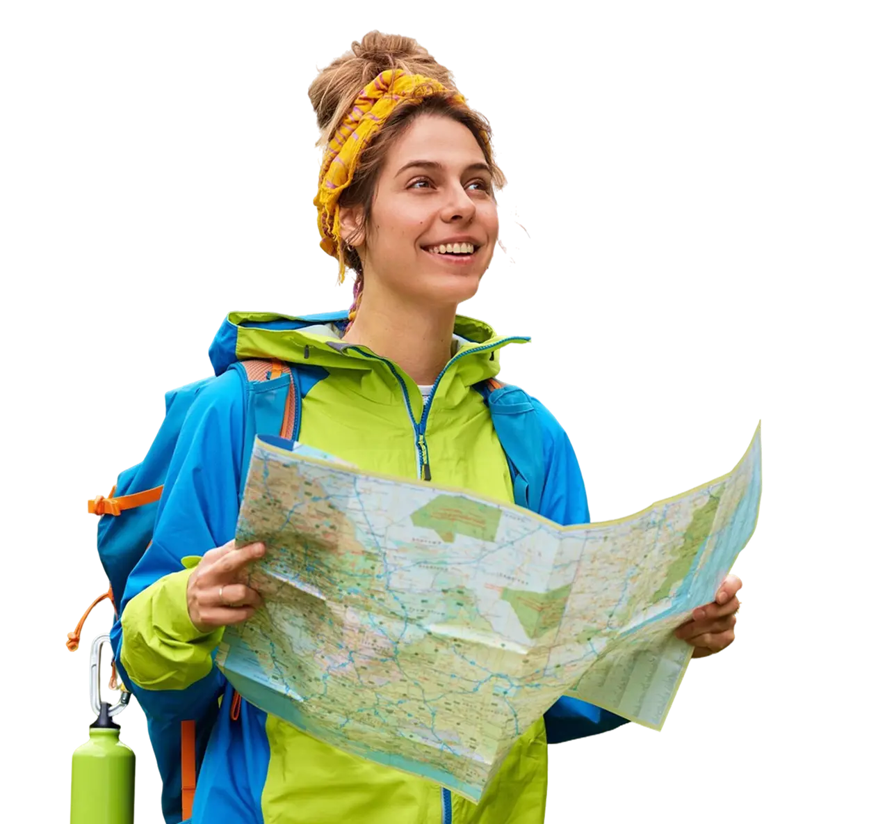 Tour guide with backpack